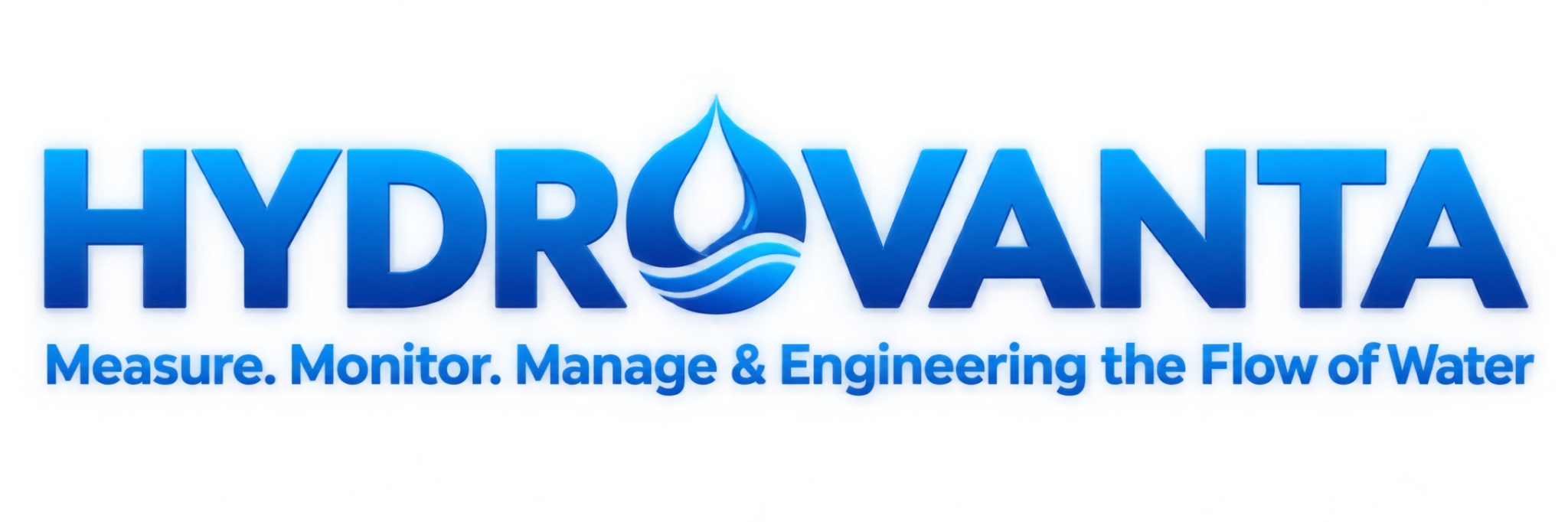 HYDROVANTA wordmark with water-drop mark and the tagline Measure. Monitor. Manage & Engineering the Flow of Water.
